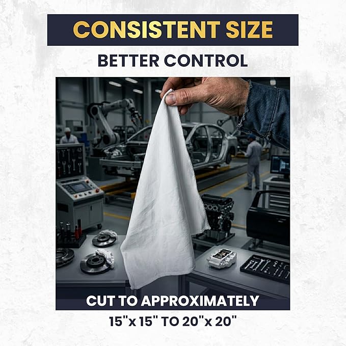 Premium New White Cotton Knit T-Shirt Rags (50 lbs. Box of Rags) - Lint-Free, Soft & Absorbent Cleaning Cloths for Auto, Paint, Garage, Staining & Polishing
