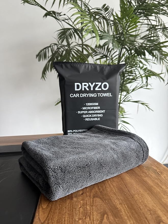 Microfiber Towel for Drying Cars - 24"x36" Jumbo Size, 1200 GSM Ultra-Thick, Scratch-Free & Super Absorbent, Zero-Lint Cloth for Car, Truck & SUV Pro Detailing - Dries Entire Vehicle in One Pass