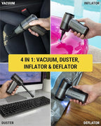 Scosche SCOVAC 4-in-1 Cordless Handheld Vacuum Cleaner with Inflator, Deflator & Air Duster, Small, High Power, Rechargeable and Portable Hand Held Vacuum for Car, Home, Office, Pet Hair