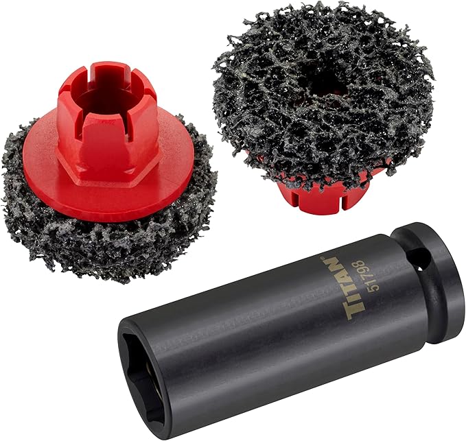 Titan 51798 Wheel Hub Cleaning Kit, Includes 1/2-Inch Drive Impact Socket & Brake Disc Cleaning Pads