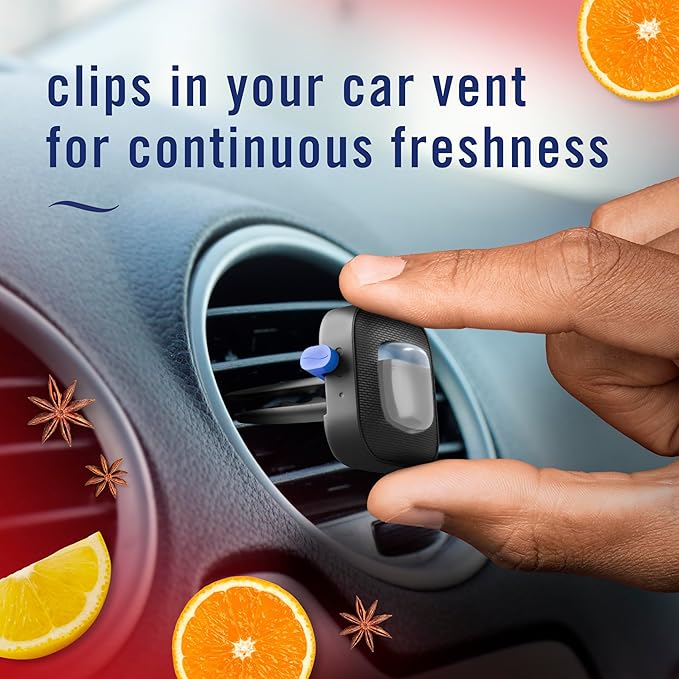 Febreze Odour-Fighting Auto Air Freshener, Car Vent Clip, Old Spice Fiji, 4ct