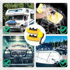 Vesici 2 Pcs 10 Inch Car Wash Brush Head with Soft Detailing Bristle Flow Through Car Cleaning Brush with 1 Pcs Stiff Bristle Wheel Brushes for Car Motorboat Rv Facades of Houses Wheel Carpet (Yellow)