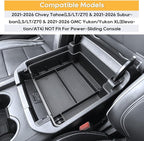 Center Console Organizer for 2021-2026 Chvey Tahoe(LS/LT/Z71) & 2021-2026 Suburban(LS/LT/Z71) &2021-2026 GMC Yukon/Yukon XL(Elevation/AT4) Armrest Storage Accessories-Not Fit For Power-Sliding Console