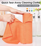 KitchLife Microfiber Cleaning Cloth Roll - Tear-Away Reusable Microfiber Paper Towels, Lint-Free, Washable, 20 Sheets for Kitchen, Car, Dishes, and Sensitive Surfaces (Coral)