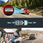 3 Channel Dash Cam Front Rear Inside, 4 inch Screen Dash Camera for Cars, 1296P Full HD Dash Cam Dual Lens Car Dash Camera with Loop Recording, Wide Angle