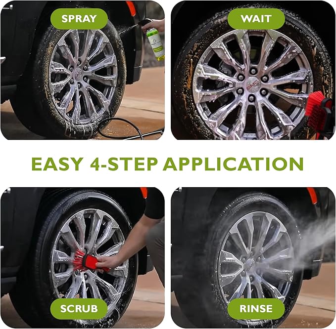 Wheel Cleaner – Full Spectrum Formula for Wheels, Rims, and Tire Sidewalls | Removes Dirt, Grease, Grime, and Brake Dust | Quick, Effective, and Safe for All Wheel Types (16 Fl Oz (Pack of 1))