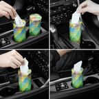 SINGARO Car Tissue Holder, 4 Pack Car Cup Holder Facial Tissues with Travel Tissue Bag, Quick and Convenient Flower Combination Car Tissue Box(4 Canisters/200 Tissues) Yellow - Green