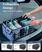 HOTOR Trunk Organizer for Car - Car Organizer, Foldable Trunk organizer for SUVs & Sedans, Sturdy Organization for Car Accessories, Tools, Sundries, Blue, 2 Compartments, 21.3"×12.6"×10.6" | Foldable, Sturdy Organization, for Car Accessories, Tools, Su...