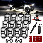 12 Pods Pure White LED Rock Lights Kit with Switch Wiring Harness,6500K 324 LEDs Bright Rock Lights for Trucks,Waterproof Underglow Light for Car Jeep Off Road ATV UTV SUV(Patented)