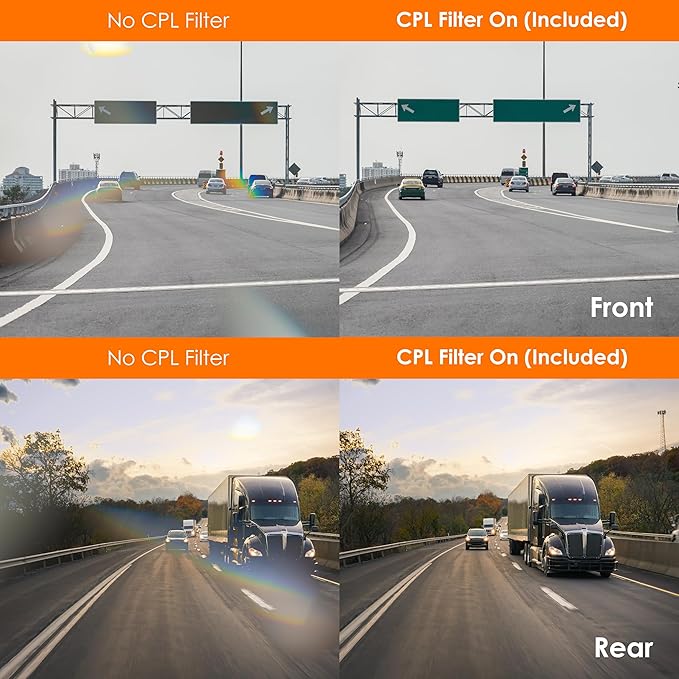 RexingUSA V1P SE 4K Dual Dash Cam w/GPS, Wi-Fi & 2pcs-CPL Filter | 512GB Support | Front 2160p, Rear 1080p | 170° Angle | G-Sensor | WDR | Loop Record | Parking Monitor | 64GB Memory Card Included