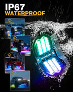 Auxbeam 8 Pods RGB LED Rock Lights with Brake Mode Wheel Well Lights w/Bluetooth APP+Remote Control Music Voice Sync Waterproof Dynamic Color Changing Underglow Kit for Trucks ATV Car 1 Year Warranty