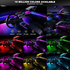 Dreamcolor Acrylic Interior Car LED Strip Light with Wireless APP, RGB 10 in 1 with 175 inches 612 LEDs Fiber Optic Car Ambient Lighting Kits, Dynamic Chasing Music Sync Neon LED Strip Lights for Car