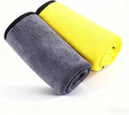 Ultrasoft, Large, Thick and Quick Drying Car Microfiber Cleaning Towel 800GSM Polishing Waxing Auto Detailing Towel Cloth (6pack) (Grey-Yellow)