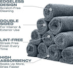 Nasiol Wipe&Buff Microfiber Cleaning and Ceramic Coating Buff Cloth – Professional, Highly Absorbent, Lint & Streak-Free, Edgeless Double-Sided Towel – Pack of 10, Light Gray (13.79 x 15.75 in)