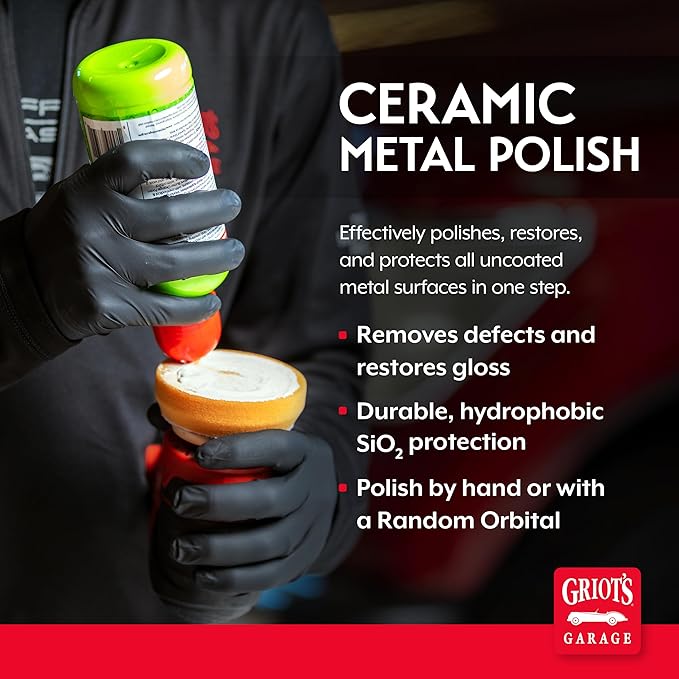Griot's Garage Ceramic Metal Polish for Car Detailing, Restorer and Oxidation Remover for Aluminum, Brass, Chrome, Stainless Steel, Silver, and Copper, 16 Ounces, 10864