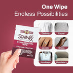 18 Pack Stain Remover Wipe – Travel Wipes for Clothes, Carpet, Upholstery, & Laundry, Instant Removal of Stubborn Red Wine, Blood, Coffee - Everyday Stains, Pocket Stain Treater Towelettes