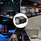 AMKI Updated 16W Starlight Headliner Kits 650pcs 0.03in 9.8ft Twinkle + Music Mode Mixed APP Remote Sound Control Car Home RGBW Fiber Optic Light Star Ceiling Light Kit