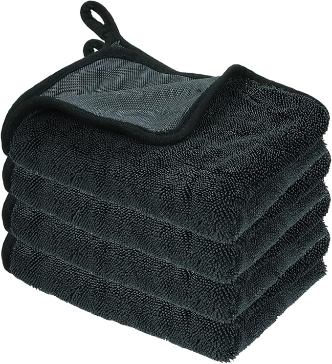 uxcell 4 Pcs 600gsm Microfiber Towels for Cars, 19.7 x 23.6 Inch Car Drying Towel Drying Towels Car Detailing Extra Large Super Absorbent Towel for SUV Truck Home, Dark Gray