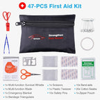 Vetoos Car Roadside Emergency Kit with Jumper Cables, Auto Vehicle Safety Road Side Assistance Kits, Winter Car Kit Essentials for Women and Men, with Portable Air Compressor, Folding Survival Shovel