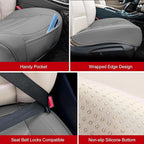 BOPUOVRE Car Seat Cover for Luxury & Comfort - PU Leather, Anti-Slip, Full Wrap Protection with Storage Pocket for Bottom Cushion - Universal Fit for 95% of Vehicles (Gray,2 Piece)