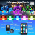 6Pods Segmented RGB LED Rock Lights Kit for ATV UTV 4 Wheeler Can-Am SXS RZR Side By Side Offroad Golf Cart with APP/RF Remote, Multicolor Underglow Accent Light Waterproof Vehicle Music 12V Underbody