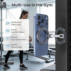 Itramax Magnetic Phone Holder for Gym,Double Ring Magnetic Gym Phone Stand,360° Adjustable Cell-Phone Mount for iPhone 17 Air 16 15 14 13 12 Pro Max,Mag/Safe Case,Metal Surfaces,Alloy Base,Golf Cart