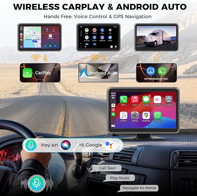 4 Channel Backup Camera Dash Cam System for Trucks, RVs, Trailers, Carplay & Android Auto, 10'' Touch Screen Monitor & DVR Recording, 4 HD1080P Wired Rearview Reverse Cameras IP68-rated..