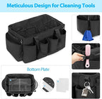 HODRANT Extra-Large Cleaning Caddy, Organizer with Handles for Cleaning Tools & Products Storage, Large Capacity Tote Bag for Car, Home & Housekeeping Work, Black