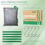 Activated Charcoal Odor Absorber,Large 4x200g w Hooks Nature Odor Eliminator for Strong Odor,Bamboo Charcoal Air Purifying Bags,Moisture Absorbers for Fresh Home Car Closet Pet,Smoke Smell Deodorizer