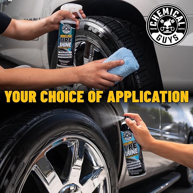 Chemical Guys ShineLogic Tire Shine Safe for Cars, Trucks, Motorcycles, RVs & More, Includes WonderWave Applicator Kit, 20 fl oz, 2 Pack