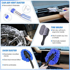 Nilight 27PCS Car Detailing Kit Auto Cleaning Tools Wash Set with Storage Carry Bag Home Use for Interior Exterior Deep Clean Polish Car Care Windshield Dashboard Seat Air Vents Wheels Tires, Blue