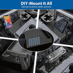 All Metal Front Center Seat Headrest Organizer Compatible with 2011-2025 2026 Ford F150 F250 F350 F450 F550 F650 Accessories, Compartment Tray Container Storage Box with Cup Holder(Jump Seat Only)
