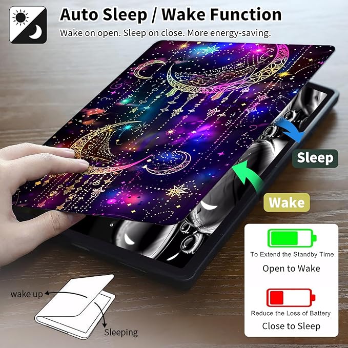 Case for 6" Kindle 11th Generation Case 2024/2022 Release,Leather Slim Folio Adjustable Stand Cover with Auto Wake/Sleep for Basic Kindle 2024/2022 11th Gen e-Reader,Purple Glitter Moon
