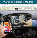 MAX=TECH - Compact Wired to Wireless Adapter for Carplay and Android Auto, with USB Type A and C Adapters - 2 in 1 - Fast Reliable and Easy to Use - All Car Models