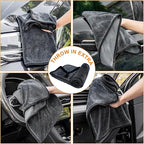 KZKR 2 Pack Car Drying Towel, Dual Sided Microfiber Cleaning Towels (24x35+16x16), 1300GSM Ultra Absorbent, Streak Free, No Scratch, Machine Washable
