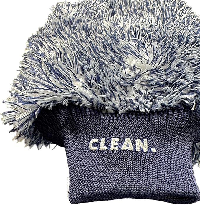 CLEAN Wash Mitt – 1070 GSM Ultra‑Plush Microfiber Wash Glove 10" x 7" Safe Swirl‑Free Hand Washing for Cars Trucks Bikes – Dense, Plush, Made in South Korea – Professional & Enthusiast Detailing Grade