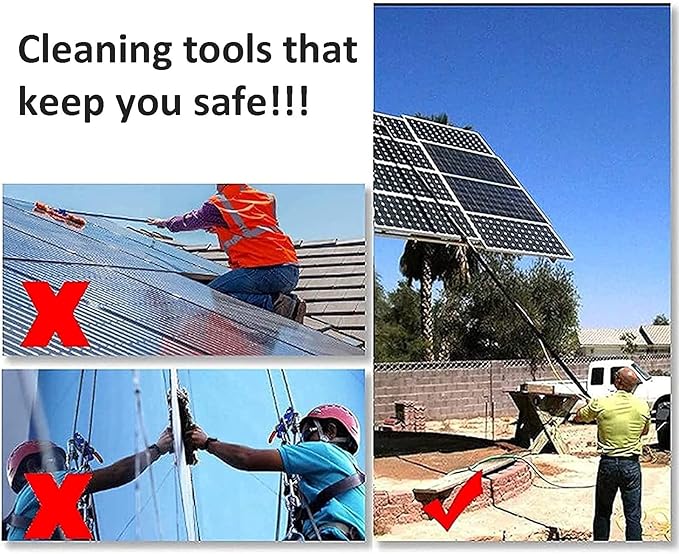 Outdoor Window Cleaning Kit Solar Brush Water-Fed Window Cleaning System for Solar Panels Photovoltaic Cleaners Extendable Pole for Efficient Cleaning Ideal for Solar Maintenance
