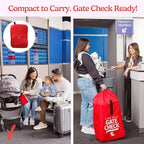 J.L. Childress Gate Check Travel Bag for Car Seats - Car Seat Travel Bag for Airplane, Fits All Baby & Infant Carriers, Airport Accessories for Gate Check, Flying Essentials, AirTag Compatible - Red
