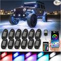 12 Pods RGB LED Rock Lights for Trucks Pickup Offroad Golf Cart SUV UTV, 6500K Super Bright, IP68 Waterproof, Segmented Color Change APP Control Underglow Kit with Power Swith Extension Wires, 12V