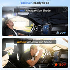 Windshield Sun Shade for Ford F150, Custom Fit 2015–2026, UPF 50+ UV Protection, Multi-Layer Heat Shield, 10-Rib Reinforced Frame, Easy Open Umbrella Design, Essential Premium Car Accessories