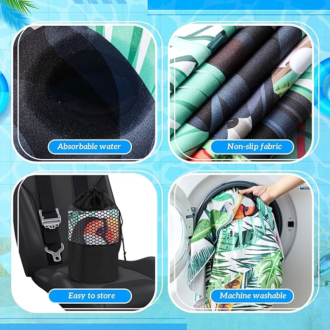 Hahafelt 4 Pack Car Seat Towel Covers with Storage Bag, 63 x 32 Inch Universal Non Slip Waterproof Sweat Protector for Car Truck, Gym Swimming Running, Machine Washable (Tropical Summer Flower)