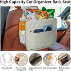 FrgKbTm Car Seat Back Hanging Bag Car Document Holder Multi-Pocket Bottle Bag Storage Box Organizer Travel Tidy Pouch Pocket Kids Beige