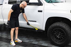 Detail Factory - Fender Well Brush - Ergonomic ProGrip Handle, Stiff Synthetic Bristles, Ergonomic Design, Clean Your Wheel Wells with Ease - Solar Flare