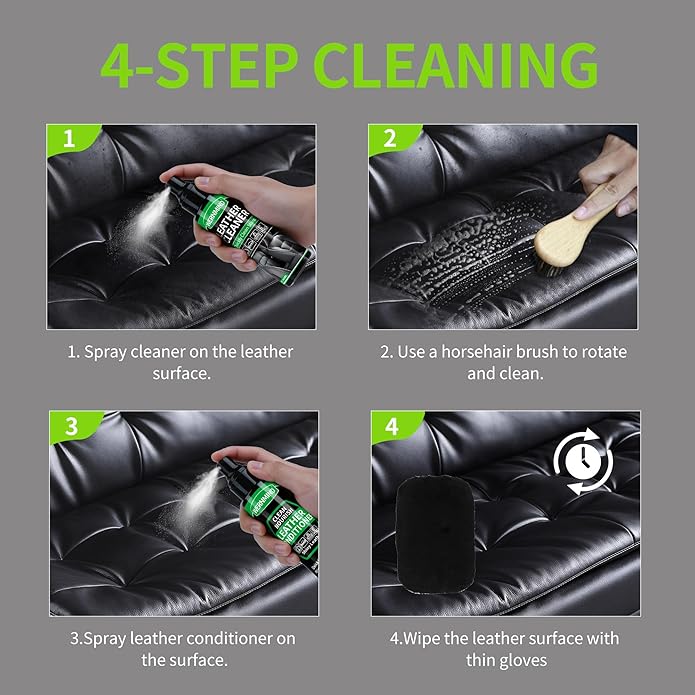 Leather Cleaner and Conditioner Cream Care Kit for Car Interiors Seats,Couches,Purses,Bags,Jackes,Boots