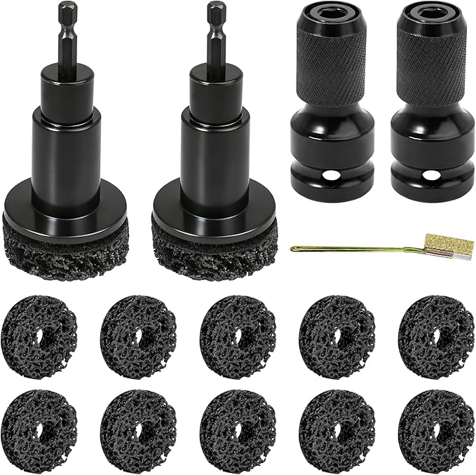 2 Sets Wheel Hub Cleaning Kit Fits Power Drill or 1/2" Impact Driven Wrenches for Car & Truck, Hub Cleaning Tool Quickly Remove Rust from Studs and Brake Discs