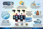 Poli Glow® 16 oz Vehicle Detailing Kit – All-in-One Cleaner & Protectant Set for Cars, Boats & RVs – Includes Interior, Exterior, Leather & Ceramic Detailers + Microfiber Towels – 7-Piece Kit