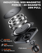 Heavy Duty Magnetic Phone Holder Base with 1" Ball for MagSafe iPhone 17-12 Series, Compatible with RAM mounts and Other B Size Ball Double Socket Arm