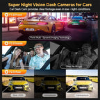 3 Channel 4K Dash Cam Front Rear and Inside with 5G WiFi & APP Control, 4K/2.5K+1080P+1080P Dashcam for Car, Dash Camera with 64GB Card, 24H Parking Monitor, Night Vision, Loop Recording, G-Sensor