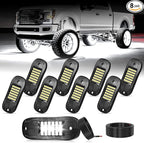 8 Pods 6500k White Rock Lights, IP68 Waterproof 36 LEDs SMD Chips Underglow Kit for Truck Pickup SUV UTV ATV RZR Car Boats