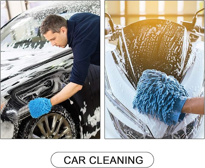 BBTO 5 Pack Car Wash Mitts Scratch Free Premium Chenille Microfiber Mitts 6" x 9" Double Sided Lint-Free Car Wash Gloves for Trucks, SUVs, Motorcycles, and More